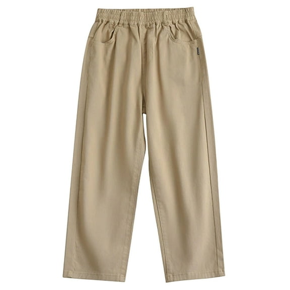 oqasdz Girls Dress Pants Boys School Khaki Straight Leg Trousers for Big Kids High Waist Breathable Stretch Casual Versatile Daily Wear Size 5 Y-6 Y