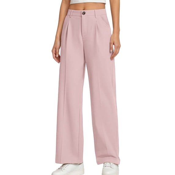 oqasdz Girls Dress Pants Straight Leg Solid Color Comfort Trousers for Kids Child Preppy Clothes formal Versatile Casual Daily Wear
