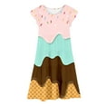 thumbnail image 1 of oqasdz Girls Dresses Casual Tiered Ice Cream Print Fly Sleeves Dress Kids Child Comfortable Elastic Waist Outdoor Clothes Size 12 Y-13 Y, 1 of 6