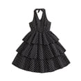 thumbnail image 1 of oqasdz Girls Dresses Polka Dot Print V Neck Backless Elasitc Waist Cinching Tiered Flared Vintage Sunderss for Kids Youth Summer Dress, 1 of 7