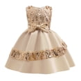 thumbnail image 1 of oqasdz Girls Dresses Sleeveless with Bow and Sequin Details Summer Gown for Performance Tutu Outfit Party Wedding Dress, 1 of 7