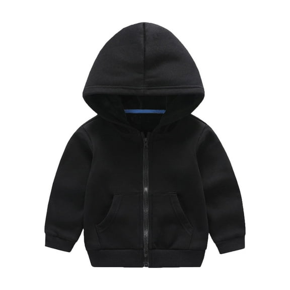 oqasdz Girls Jackets Big Kids Children Toddler Boys Solid Color Thicken Warm Hooded Coat with Pocket Outerwear Durable Top Jacket Outwear Size 18 M-24 M