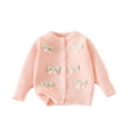 thumbnail image 1 of oqasdz Girls Jackets Bow Open Front Sweater Fall Winter New Baby Fashion Knitted Sweater Warm Comfortable Cozy Top Coat Outwear Size 3 Y-4 Y, 1 of 7
