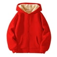 thumbnail image 1 of oqasdz Girls Jackets Boys Lined Thicken Lamb Wool Versatile Warm Outerwear Big Kids Children Hooded Pullover Top Coat Outwear Size 11 Y-12 Y, 1 of 7