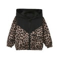 thumbnail image 1 of oqasdz Girls Jackets Children Long Sleeve Hooded Leopard Print Color Block Versatile Trench Coat Top Jacket Outwear Size 6 Y-7 Y, 1 of 7