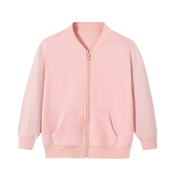 oqasdz Girls Jackets Children Outerwear Spring Fall Boys Solid Color Sports Sweater Rib Zipper Cardigan Baseball Casual Top Coat Outwear Size 18 Y-