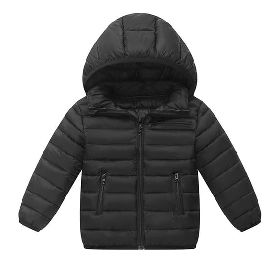 oqasdz Girls Jackets Children Solid Color Long Sleeve Thicken Hooded Zipper Quilted Jacket Warm Comfortbale Top Coat with Pocket Outwear Size 7 Y-8 Y