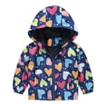 thumbnail image 1 of oqasdz Girls Jackets Children Toddler Long Sleeve Cartoon Print Light Trendy Hooded Jacket Leisure Windbreaker Versatile Top Coat Outwear Size 2 Y-3 Y, 1 of 3
