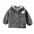 thumbnail image 1 of oqasdz Girls Jackets Fall Winter Toddler Boys Denim Coat Baby Thicken Cute Emborider Warm Comfortable Outwear Top Jacket Size 5 Y-6 Y, 1 of 5