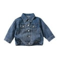 thumbnail image 1 of oqasdz Girls Jackets Lapel Loose Fit Fashionable Denim Casual Jacket with Classic Design Comfortable Long Sleeve Top Coat Outwear Size 18 M-24 M, 1 of 7