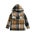 thumbnail image 1 of oqasdz Girls Jackets Long Sleeve Collar Plaid Print Hooded Shirt Blouse with Stylish Pattern Comfortable Top Coat Outwear Size 6 Y-7 Y, 1 of 5