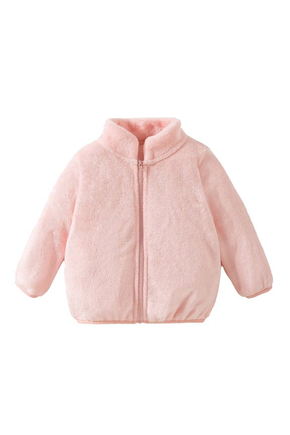 Girls Jackets Long Sleeve Solid Color Plush Warm Outerwear Quilted Cozy Comfortable Top Coat Outwear Size 4 Y-5 Y