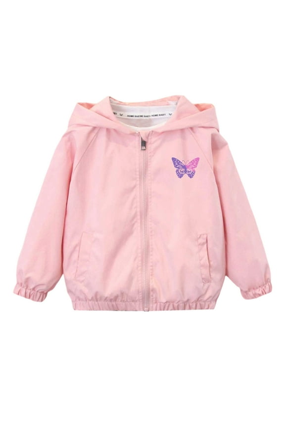 Girls Jackets Spring Fall Long Sleeve Butterfly Prints Thin Fashion Coats Baby Toddler Hooded Coat Comfortable Top Jacket Outwear Size 2 Y-3 Y
