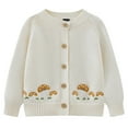 thumbnail image 1 of oqasdz Girls Jackets Spring Fall Round Neck Mushroom Embroidery Children Knit Cardigan Cotton Versatile Outerwear Top Coat Outwear Size 1 Y-2 Y, 1 of 6
