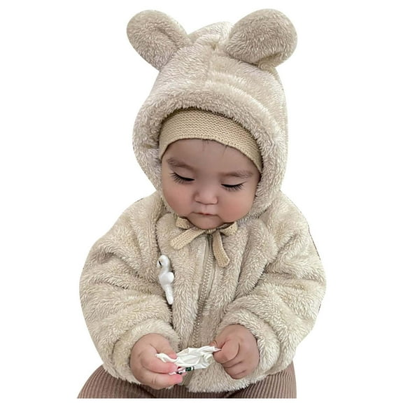 oqasdz Girls Jackets Toddler Baby Infant Open Front Solid Color Ears Hooded Outerwear Casual Comfortable Top Coat Outwear Size 18 M-24 M