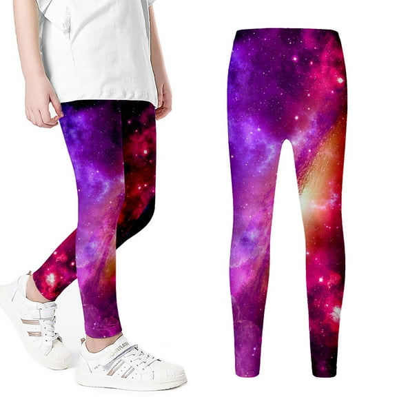 oqasdz Girls Leggings Starry Sky 3D Printed Stretchy Tights Dance Casual Comfortable Athletic Yoga Pants Size 18 M-24 M