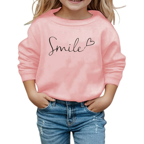 oqasdz Girls Long Sleeve Crewneck Sweatshirt Soft Pullover Top for Wear and Comfortable Athletic Loungewear for and Youth Casual Cozy Snug Fit Daily Wear