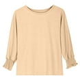 thumbnail image 1 of oqasdz Girls Long Sleeve Shirts Solid Color T Shirts Summer Fall Cute Crewneck Basic Tees Ruffles Casual Fashion Loose Fit Blouse Dailywear, 1 of 4