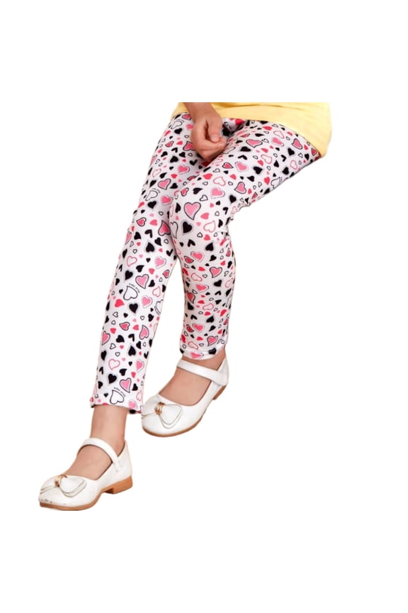 Girls Pants Prints Soft Milk Silk Base Layer Slim Fit Casual Outdoor Sports Leggings for Toddler Kids Spring Fall Pants, Size 1-2 Years
