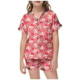 thumbnail image 1 of oqasdz Girls Pjamas Summer Short Sleeved Baseball Shirt With Bowknot Print And Elastic Waist Pants Casual Sleepwear Pajama Set/6-7 Years, 1 of 4