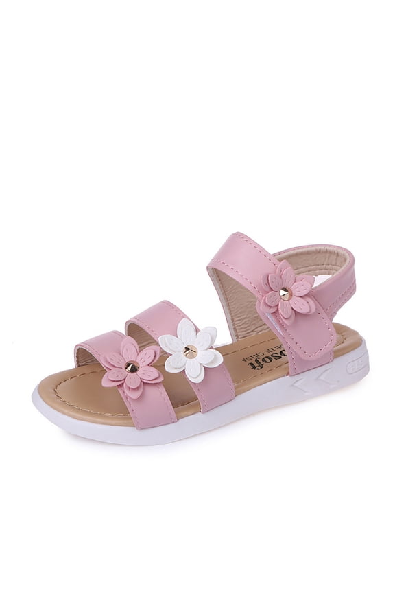 Girls Sandals Toddler Kids Rubber Flower Soft Bottom With Adjustable Strap Flops Cute Baby Shoes Size 18-24 M