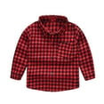thumbnail image 1 of oqasdz Girls Shirts Boys Lapel Plaid Shirt Brushed Small Children Kids Comfortable Outwear Fashion Casual Top Coat Size 2 Y-3 Y, 1 of 6