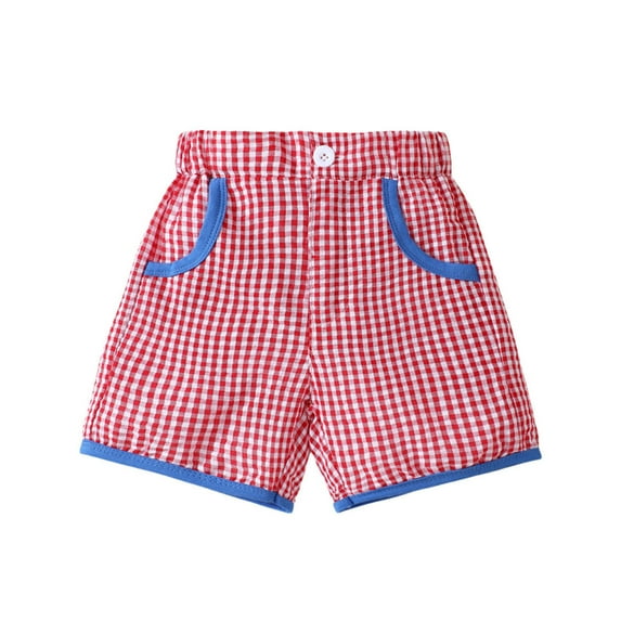 oqasdz Girls Shorts Child Kids Boys Casual Patchwork Plaid Prints Summer Holiday Comfortable Stylish Shorts Size 12 M-18 M
