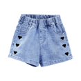 thumbnail image 1 of oqasdz Girls Shorts Children Kids Jeans Love Heart Printed Stretchy Denim Spring Summer Thin Casual Stylish Shorts Size 13 Y-14 Y, 1 of 3