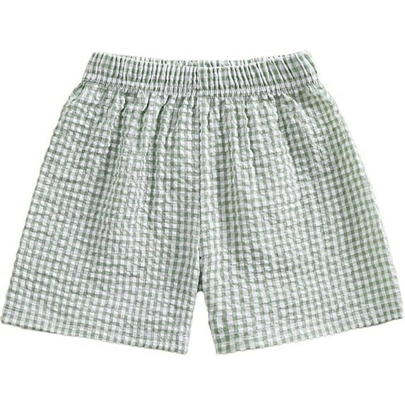 oqasdz Girls Shorts Toddler Baby Casual Summer Gingham Plaid Seersucker Elastic Waist Ruffles Hem Bottoms Shorts Size 18 M-24 M
