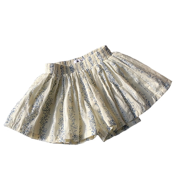 oqasdz Girls Skirts Stylish Floral Print Ruffle Elastic Waist Skorts Breathable Fashion Toddler and Kids Cute Attire Party Birthday