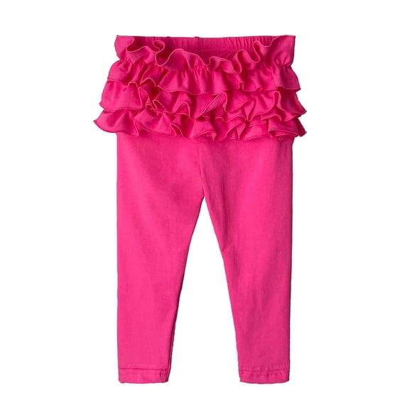 oqasdz Girls Stretch Pants with Lace Trim Solid Color Leggings for Toddler Kids Durable Fit Casual Outdoor