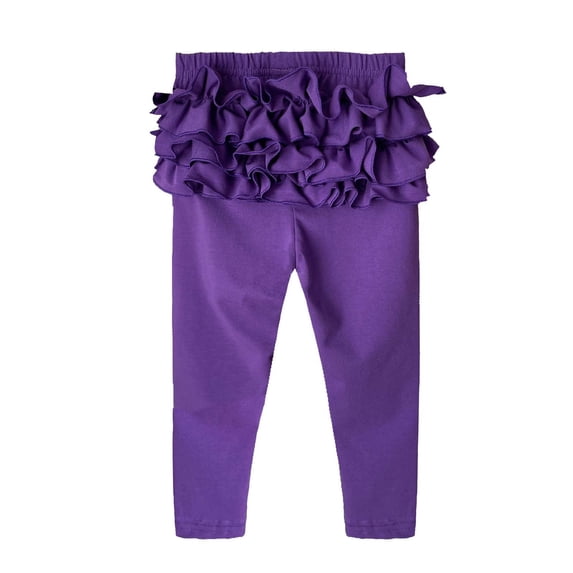 oqasdz Girls Stretch Pants with Lace Trim Solid Color Leggings for Toddler Kids Loose Soft Casual Dailywear