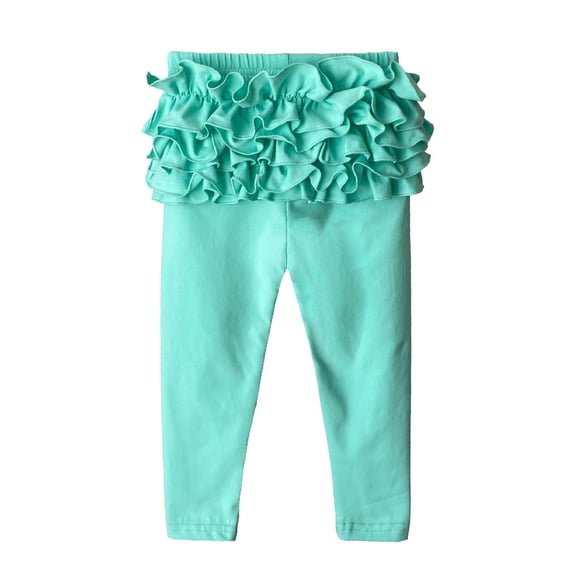 oqasdz Girls Stretch Pants with Lace Trim Solid Color Leggings for Toddler Kids Versatile Casual Dailywear