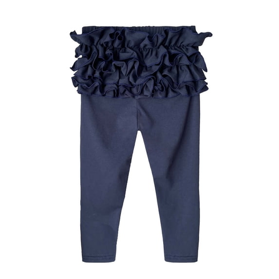 oqasdz Girls Stretch Pants with Lace Trim Solid Color Leggings for Toddler Kids Versatile Casual Outdoor
