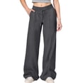 thumbnail image 1 of oqasdz Girls Sweatpants Drawstring Elastic Waist Wide Leg Cargo Pants for Girls Joggers Sports Casual Versatile Outdoor Daily Wear Size 13 Y-14 Y, 1 of 5