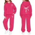 thumbnail image 1 of oqasdz Girls Sweatsuit Stylish Floral Print Long Sleeve Hooded Sweatshirts and Pants Cozy Soft Casual Fashion Streetwear Outfits for Toddler and Kids, 1 of 4