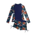 thumbnail image 1 of oqasdz Girls Swimsuit Toddler Kids Swimwear Long Sleeve Floral Printed High Waist Bathing Suit for Beachwear Pool Summer Outdoor Size 12 Y-13 Y, 1 of 4