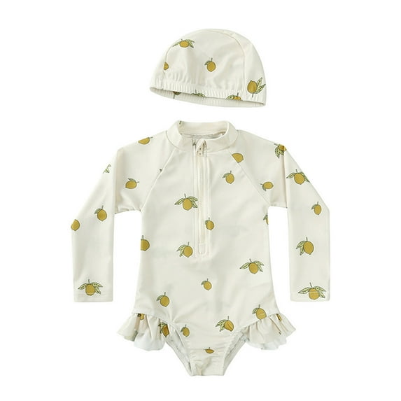 oqasdz Girls Swimsuits Baby Boys Summer Beach Adorable Floral Prints Zip Up Long Sleeve Bathing Suit For Pool Days And Family Vacations