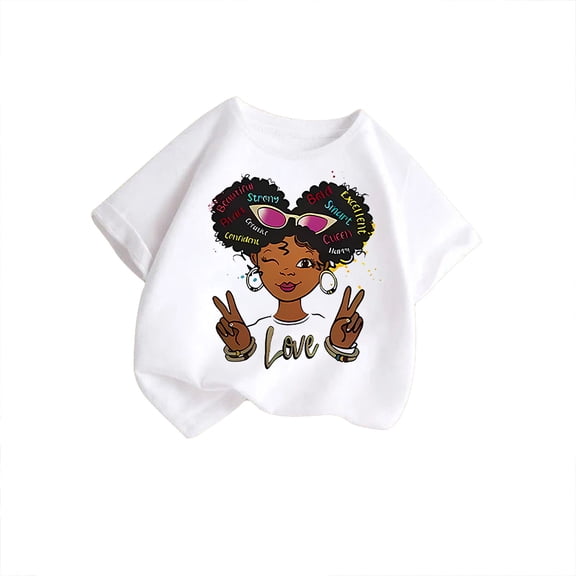 oqasdz Girls T Shirts Baby Kids Summer Round Neck Cartoon Prints Cute Casual Loose Short Sleeved T Shirt, Size 8-10 Years