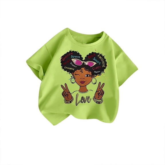 oqasdz Girls T Shirts Baby Kids Summer Round Neck Cartoon Prints Cute Casual Loose Short Sleeved T Shirt, Size 8-10 Years