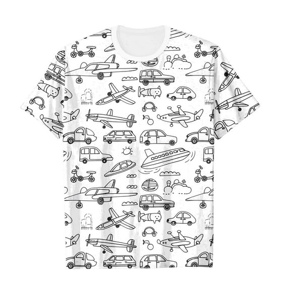 oqasdz Girls T Shirts Kids Handmade Doodle Sketch Coloring Hand Painted Short Sleeve T Shirt Top Size 3 Y-4 Y