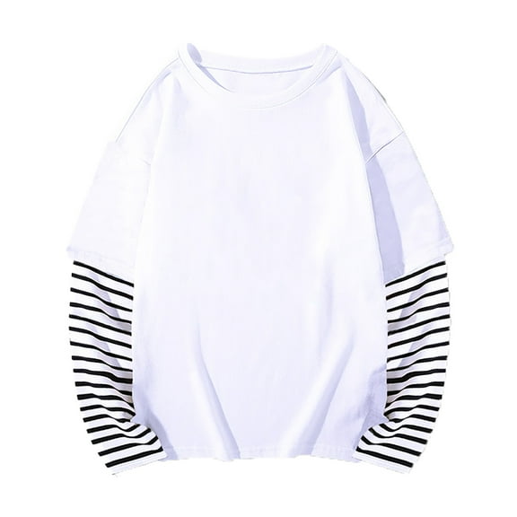 oqasdz Girls T Shirts Kids Spring Fall Solid Color Long Sleeve Striped Stylish T Shirt Top Size 12 M-24 M