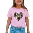 thumbnail image 1 of oqasdz Girls T Shirts Short Sleeve Round Neck Leopard Print With Heart Design Loose Fit Summer Tee Top For Toddlers Kids/1-2 Years, 1 of 6