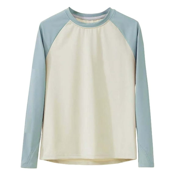 oqasdz Girls T Shirts Solid Color Ice Slik Long Sleeve Athletic T Shirts for Kids Thin Soft Breathable Top Size 5 Y-6 Y