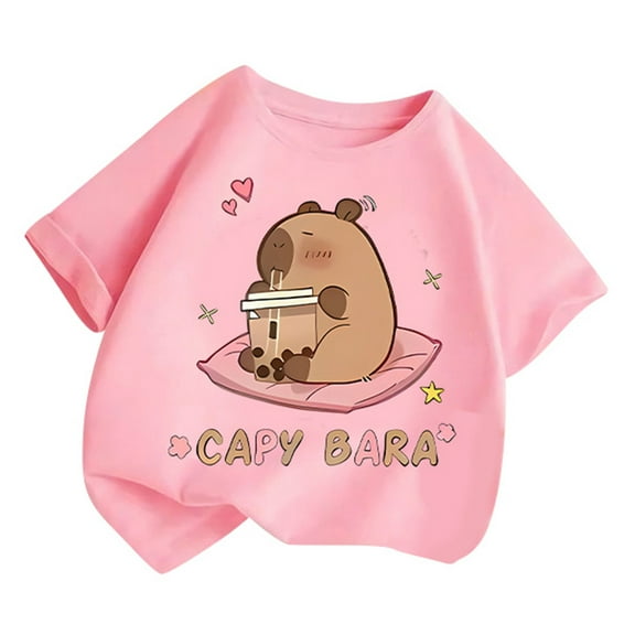 oqasdz Girls T Shirts Summer Short Sleeve Round Neck Printed Tops for Kids Child Daily School Outdoor Comfortable Tee, Size 12-14 Years