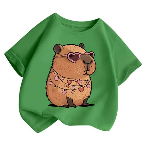 oqasdz Girls T Shirts Summer Short Sleeve Round Neck Printed Tops for Kids Child Daily School Outdoor Comfortable Tee, Size 12-14 Years