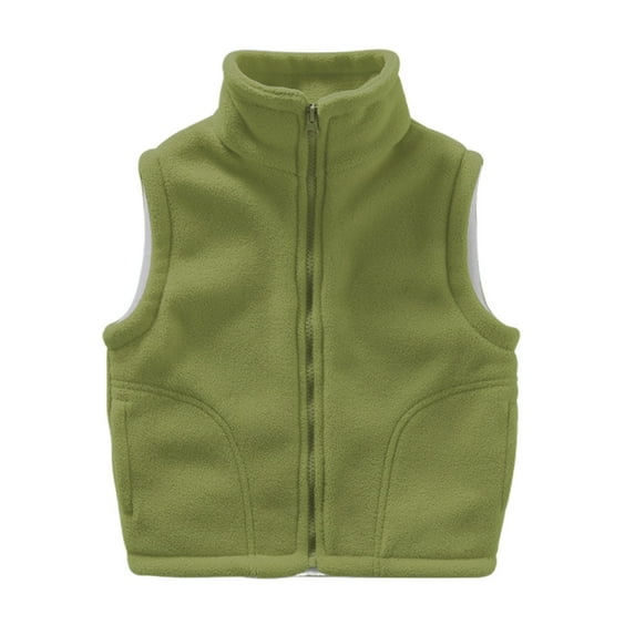 oqasdz Girls Vests Children Boys Outerwear Fall Winter Solid Color Sleeveless Thicken Vest Open Front Kindergarten Top Vest Coat Outwear Size 3 Y-4 Y