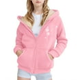 thumbnail image 1 of oqasdz Girls Zip Up Hooded Jacket with Print Cute Winter Warm Up Outerwear Pockets for Play Long Sleeve Casual Loose Fit Daily Wear, 1 of 4