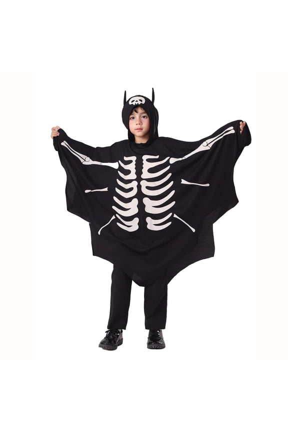 Halloween Boys Skeleton Jumpsuit Scary Bone Outfit for Kids Party Theme Dress Up Casual Loose Fit Daily Wear