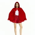 thumbnail image 1 of oqasdz Halloween Elegant Short Red Cape With Lace Ruffle Hem And Detachable Hood For Christmas Party Masquerade Performance Cute Cloak, 1 of 3